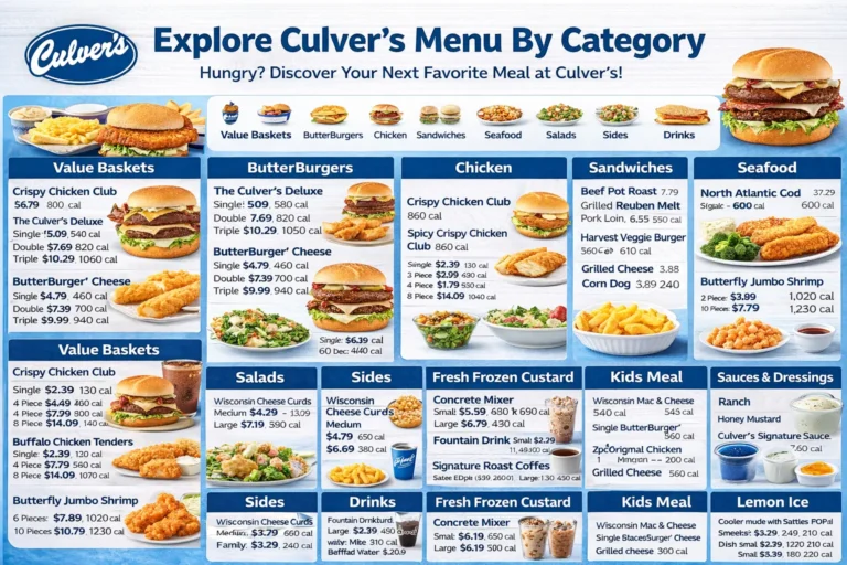 Culver’s menu with prices: Complete Guide 2026